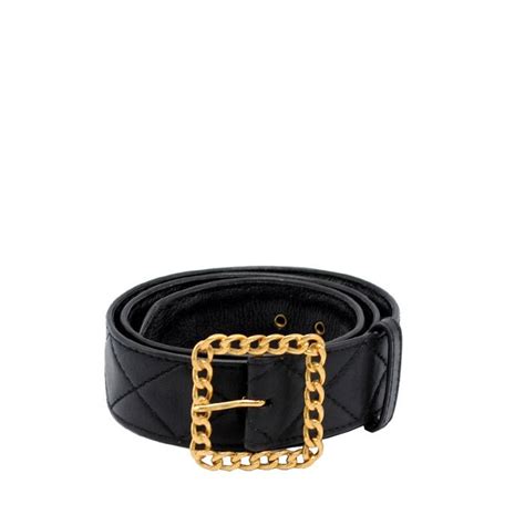 Riem leder Chanel zwart maat 75 cm in Leder 